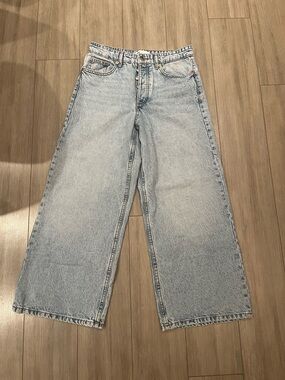 Zara wide leg crop button fly jeans